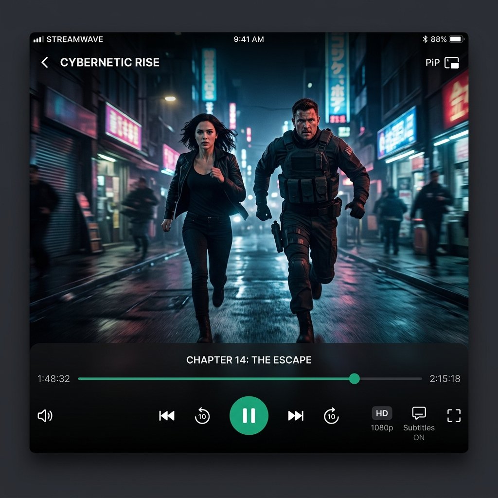 NetMirror HD video player with playback controls