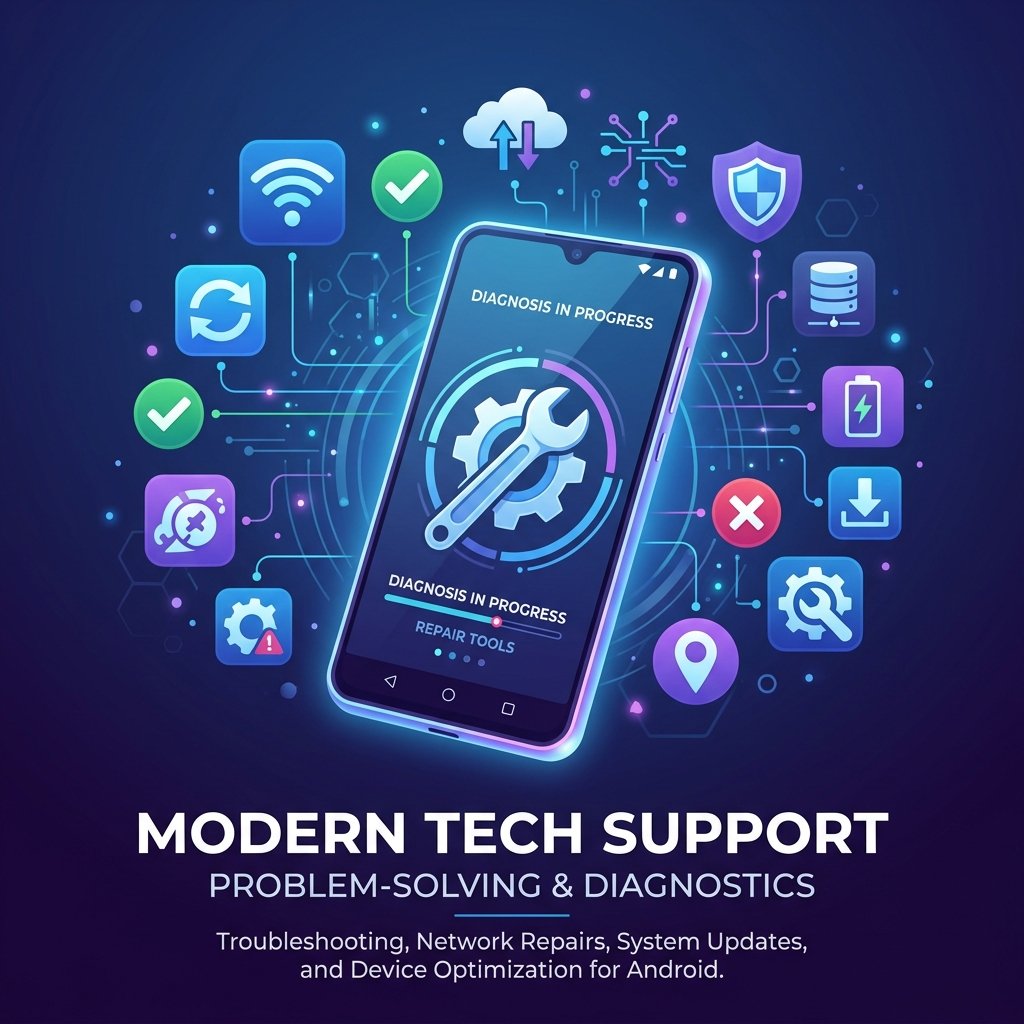 NetMirror APK troubleshooting diagnostic tools with WiFi signal refresh and checkmark icons